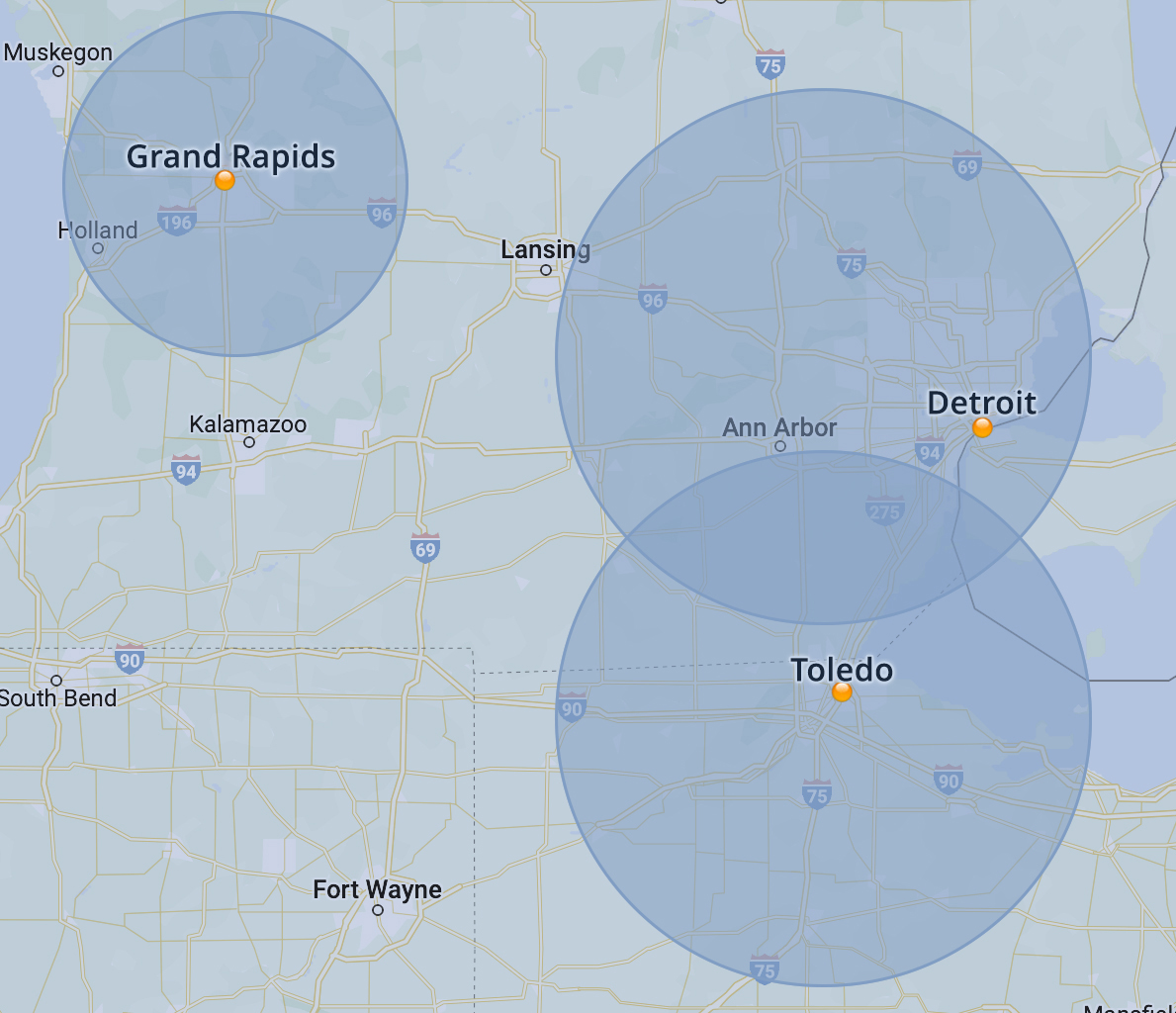 Street Sweeping Map of Ohio, Michigan, and Indiana