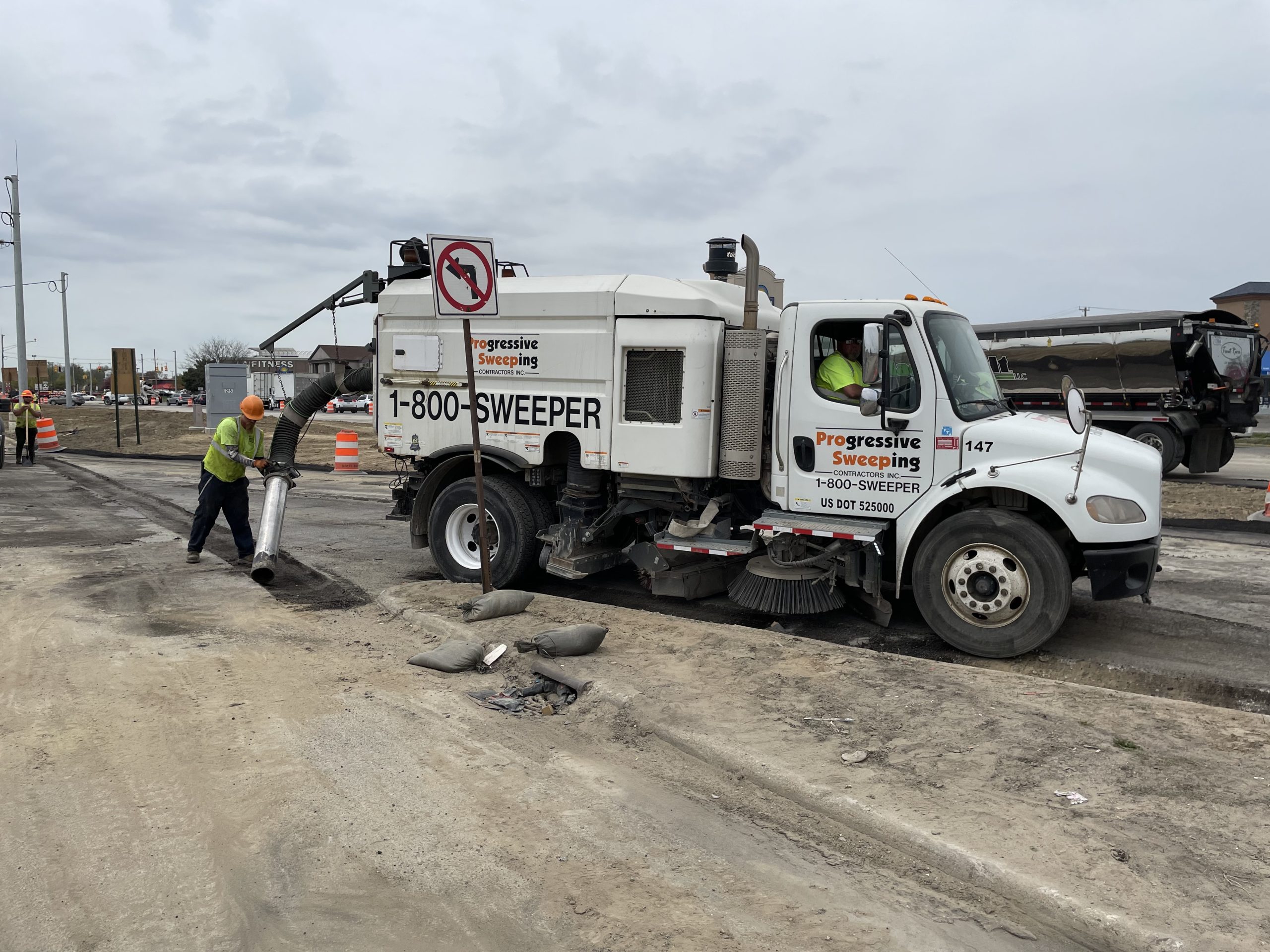 ps milling and paving truck 2 Clean Parking Lot after Parking Lot Sweeping